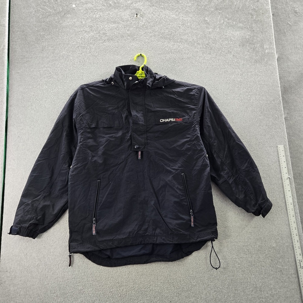 VINTAGE Chaps Ralph Lauren Men Jacket M Black Nylon Windbreaker